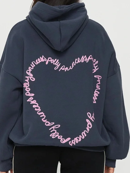 Princess Polly Love Letter Graphic Hoodie in Navy 🆕 - Picture 2 of 7